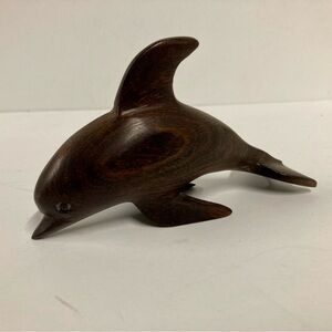 Vintage Ironwood Dolphin Hand Carved Dark Wood 4.75” Long Mexico Porpoise